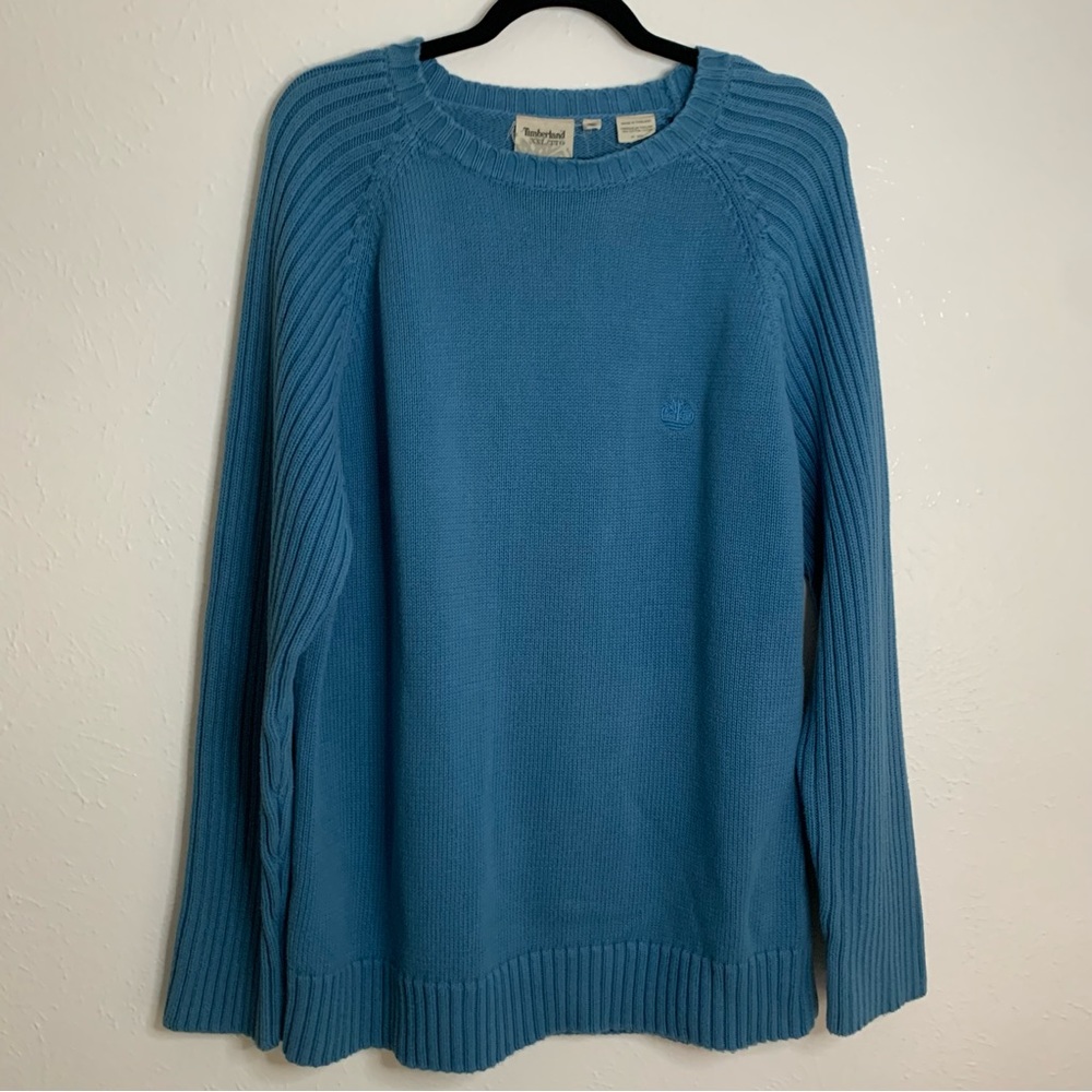 Vintage Timberland Chunky Slouchy Warm Grandpa Cabin Winter Blue Sweater Sz XXL